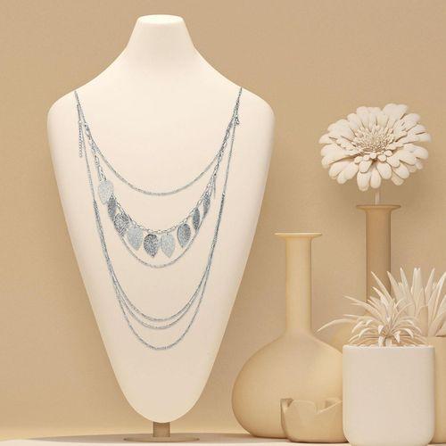 Aquarius Women Silver Leaves Pendant Necklace Jewellery Multi Layer Long Chain - Toi ‘n’ Moi Ltd