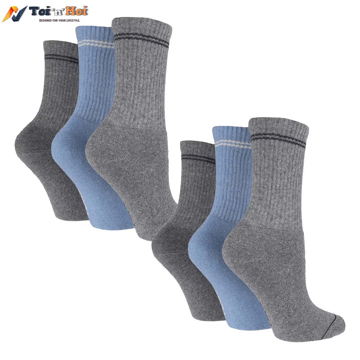 Tore Ladies Fashion Crew Sports Sock, 2 X 3 Pack - Toi ‘n’ Moi Ltd